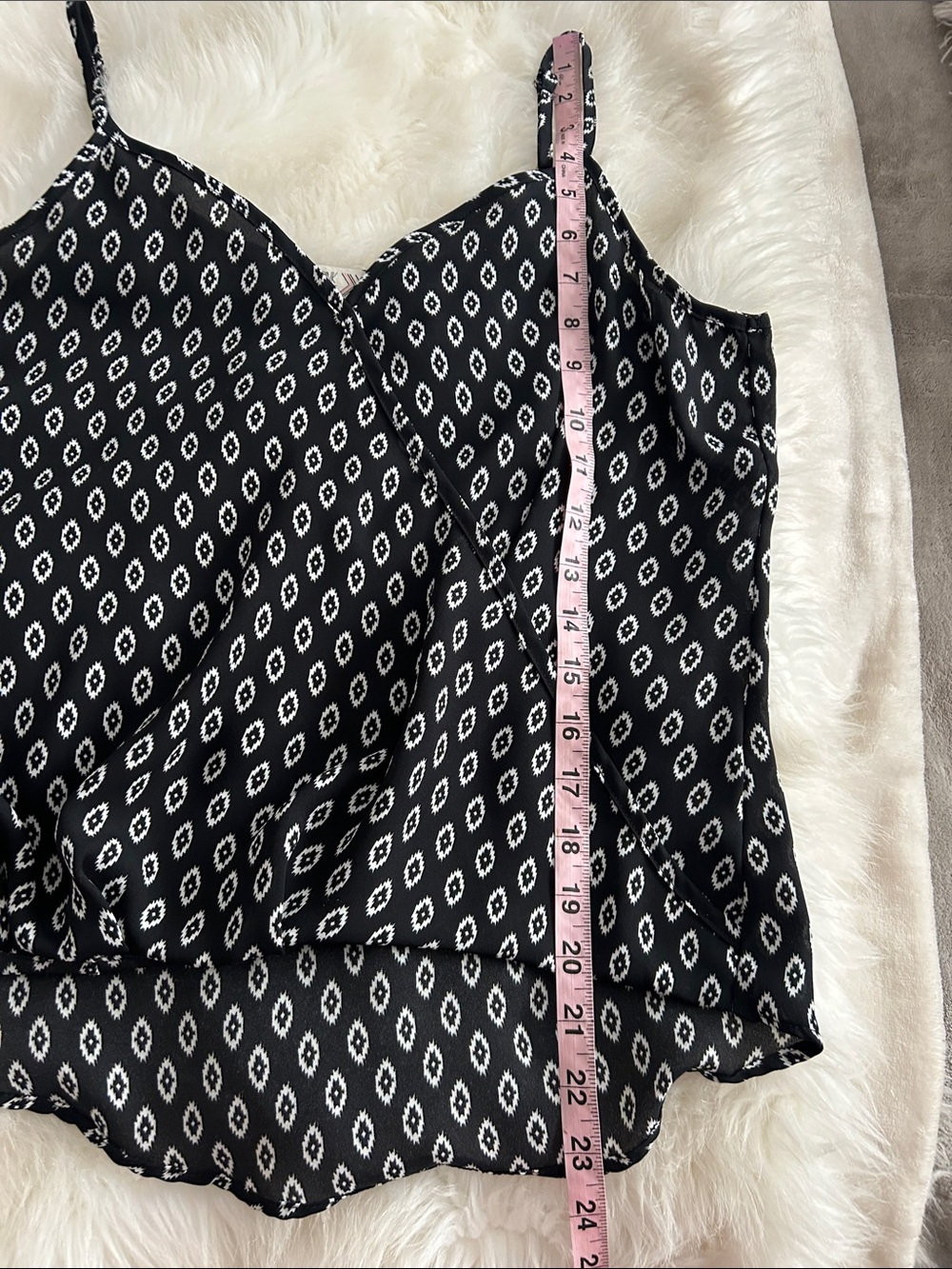 Pink Rose Black Printed V-Neck Camisole Top - Picture 5 of 7